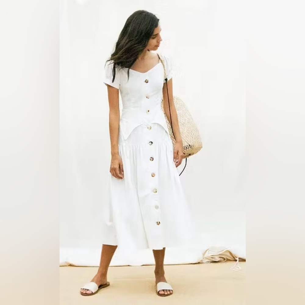 NWT House of Sunny Rustic Cold Shoulder Dress in Pearl White